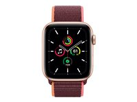 Apple Watch SE (GPS + Cellular) - 44 mm - guldaluminium - smart klocka med sportögla - vävd nylon - plommonfärgat - bandstorlek 145-220 mm - 32 GB - Wi-Fi, Bluetooth - 4G - 36.36 g MYEY2KS/A