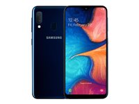 Samsung Galaxy A20e - Pekskärmsmobil - dual-SIM - 4G LTE - 32 GB - microSD slot - GSM - 5.8" - 1560 x 720 pixlar (294 ppi) - PLS TFT - RAM 3 GB (8 MP främre kamera) - 2 bakre kameror - Android - blå SM-A202FZBDNEE