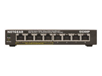 NETGEAR GS308P - Switch - ohanterad - 4 x 10/100/1000 (PoE) + 4 x 10/100/1000 - skrivbordsmodell, väggmonterbar - PoE (53 W) GS308P-100PES
