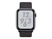 Apple Watch Nike+ Series 4 (GPS + Cellular) - 44 mm - rymdgrå aluminium - smart klocka med Nike sportögla - vävd nylon - svart - bandstorlek 145-220 mm - 16 GB - Wi-Fi, Bluetooth - 4G - 36.7 g MTXL2DH/A