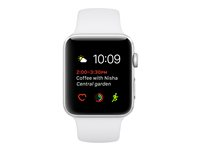Apple Watch Series 1 - 38 mm - silveraluminium - smart klocka med sportband - fluoroelastomer - vit - bandstorlek 130-200 mm - S/M/L - Wi-Fi, Bluetooth - 25 g MNNG2FS/A