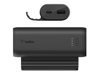 Belkin BOOST CHARGE - Play Series - strömförsörjningsbank - 5000 mAh - 12 Watt - 2 utdatakontakter (USB, USB-C) - på kabel: USB-C - svart BPZ001BTBK