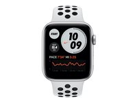 Apple Watch Nike Series 6 (GPS + Cellular) - 44 mm - silveraluminium - smart klocka med Nike sportband - fluoroelastomer - ren platina/svart - bandstorlek 140-210 mm - S/M/L - 32 GB - Wi-Fi, Bluetooth - 4G - 36.5 g M09W3KS/A