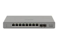 Cisco Meraki Go GS110-8P - Switch - Administrerad - 8 x 10/100/1000 (PoE+) + 2 x SFP (mini-GBIC) (upplänk) - skrivbordsmodell, väggmonterbar - PoE+ (67 W) GS110-8P-HW-EU