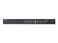 Dell Networking N1524 - Switch - L2+ - Administrerad - 24 x 10/100/1000 + 4 x 10 Gigabit SFP+ - främre till bakre luftflöde - rackmonterbar 210-AEVX