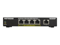 NETGEAR GS305P - Switch - ohanterad - 5 x 10/100/1000 (4 PoE) - skrivbordsmodell, väggmonterbar - PoE (55.5 W) GS305P-100PES