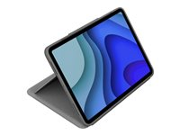 Logitech Folio Touch - Tangentbord och foliefodral - med pekdyna - bakgrundsbelyst - Apple Smart connector - QWERTY - brittisk - oxford-grå - för Apple 10.9-inch iPad Air (4:e generation) 920-009968