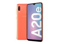 Samsung Galaxy A20e - Pekskärmsmobil - dual-SIM - 4G LTE - 32 GB - microSD slot - GSM - 5.8" - 1560 x 720 pixlar (294 ppi) - PLS TFT - RAM 3 GB (8 MP främre kamera) - 2 bakre kameror - Android - korallorange SM-A202FZODNEE