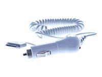 Insmat - Strömadapter för bil - 1 A (30-pin dockningsanslutning) - på kabel: 30-pin Apple - vit - för Apple iPhone 3G, 3GS, 4, 4S 520-8801