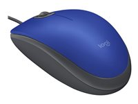 Logitech M110 Silent - Mus - höger- och vänsterhänta - optisk - 3 knappar - kabelansluten - USB - blå 910-005488