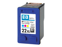 HP 22XL - 11 ml - Lång livslängd - färg (cyan, magenta, gul) - original - bläckpatron - för Deskjet D1530, D1560, F2185, F2187, F2280, F4175, F4188, F4190, F4194; Officejet 56XX C9352CE#ABE