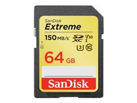 SanDisk Extreme - Flash-minneskort - 64 GB - Video Class V30 / UHS-I U3 / Class10 - SDXC UHS-I SDSDXV6-064G-GNCIN
