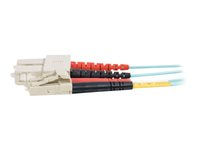 C2G LC-SC 10Gb 50/125 OM3 Duplex Multimode PVC Fiber Optic Cable (LSZH) - Nätverkskabel - SC-läge (multi-mode) (hane) till LC multiläge (hane) - 1 m - fiberoptisk - duplex - 50/125 mikron - OM3 - halogenfri - havsblå 85531