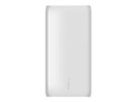 Belkin BOOST CHARGE - Strömförsörjningsbank - 20000 mAh - 3 utdatakontakter (USB, USB-C med strömförsörjning) - på kabel: USB, USB-C - vit BPB003BTWT