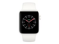 Apple Watch Edition Series 3 (GPS + Cellular) - 42 mm - vit keramik - smart klocka med sportband - fluoroelastomer - mjuk vit/pebble - bandstorlek 140-210 mm - 16 GB - Wi-Fi, Bluetooth - 4G - 46.4 g MQM52FS/A