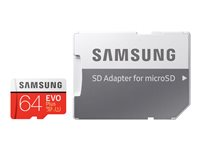 Samsung EVO Plus MB-MC64HA - Flash-minneskort (microSDXC till SD-adapter inkluderad) - 64 GB - UHS-I U3 / Class10 - mikroSDXC UHS-I MB-MC64HA/EU