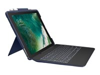 Logitech Slim Combo - Tangentbord och foliefodral - bakgrundsbelyst - Apple Smart connector - nordisk klassisk blå fodral - för Apple 10.5-inch iPad Air (3:e generationen); 10.5-inch iPad Pro 920-008415