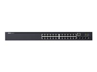 Dell Networking N1524P - Switch - L2+ - Administrerad - 24 x 10/100/1000 + 4 x 10 Gigabit SFP+ - främre till bakre luftflöde - rackmonterbar - PoE+ (30.8 W) 210-AEVY