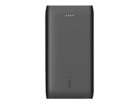 Belkin BOOST CHARGE - Strömförsörjningsbank - 10000 mAh - 18 Watt - snabbladdning/kraftleverans - 2 utdatakontakter (USB, USB-C med strömförsörjning) - svart BPB001BTBK