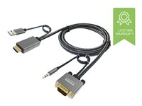 VISION Professional Premium Braided - Kabel för video / ljud - HDMI, USB (endast ström) (hane) till HD-15 (VGA), minijack (hane) - 2 m - braided - aktiv, stöd för 1080p TC 2MHDMIVGA/HQ