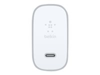 Belkin BOOST CHARGE USB-C Home Charger + Cable with Quick Charge - Strömadapter - 27 Watt - QC 4+ (USB-C) - på kabel: USB-C - silver F7U074VF04-SLV