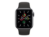 Apple Watch SE (GPS) - 40 mm - rymdgrå aluminium - smart klocka med sportband - fluoroelastomer - svart - bandstorlek 130-200 mm - S/M/L - 32 GB - Wi-Fi, Bluetooth - 30.49 g MYDP2KS/A
