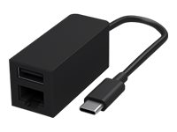 Microsoft Surface USB-C to Ethernet and USB Adapter - Nätverks-/USB-adapter - USB-C 3.1 - Gigabit Ethernet x 1 + USB 3.1 x 1 - svart - kommersiell - för Surface Pro 7 JWM-00003