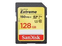 SanDisk Extreme - Flash-minneskort - 128 GB - Video Class V30 / UHS-I U3 / Class10 - SDXC UHS-I SDSDXV5-128G-GNCIN