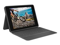 Logitech Rugged Folio - Tangentbord och foliefodral - Apple Smart connector - hela norden - för Apple 10.2-inch iPad (7:e generation, 8:e generation) 920-009318