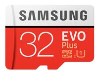 Samsung EVO Plus MB-MC32G - Flash-minneskort (adapter, microSDHC till SD inkluderad) - 32 GB - UHS Class 1 / Class10 - microSDHC UHS-I MB-MC32GA/EU