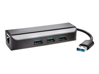 Kensington UA3000E - Nätverksadapter - USB 3.0 - Gigabit Ethernet x 1 + USB 3.0 x 3 - svart K33982WW