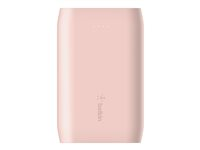 Belkin BOOST CHARGE - Strömförsörjningsbank - 10000 mAh - 15 Watt - 3 utdatakontakter (USB, USB-C) - på kabel: USB, USB-C - guldrosa F8J267BTC00