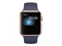 Apple Watch Series 1 - 42 mm - guldrosa aluminium - smart klocka med sportband - fluoroelastomer - midnattsblå - bandstorlek 140-210 mm - S/M/L - Wi-Fi, Bluetooth - 30 g MNNM2FS/A