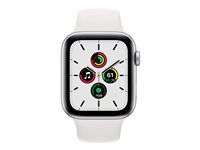 Apple Watch SE (GPS + Cellular) - 44 mm - silveraluminium - smart klocka med sportband - fluoroelastomer - vit - bandstorlek 140-210 mm - S/M/L - 32 GB - Wi-Fi, Bluetooth - 4G - 36.36 g MYEV2KS/A