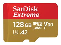 SanDisk Extreme - Flash-minneskort - 128 GB - A2 / Video Class V30 / UHS-I U3 / Class10 - mikroSDXC UHS-I SDSQXA1-128G-GN6GN