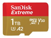 SanDisk Extreme - Flash-minneskort (microSDXC till SD-adapter inkluderad) - 1 TB - A2 / Video Class V30 / UHS-I U3 / Class10 - mikroSDXC UHS-I SDSQXA1-1T00-GN6MA