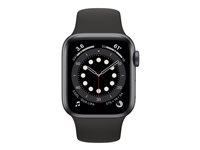 Apple Watch SE (GPS + Cellular) - 40 mm - rymdgrå aluminium - smart klocka med sportband - fluoroelastomer - svart - bandstorlek 130-200 mm - S/M/L - 32 GB - Wi-Fi, Bluetooth - 4G - 30.68 g MYEK2KS/A