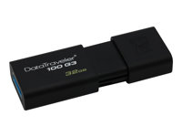 Kingston DataTraveler 100 G3 - USB flash-enhet - 32 GB - USB 3.0 - svart (paket om 2) DT100G3/32GB-2P