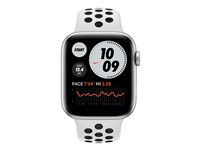 Apple Watch Nike SE (GPS) - 40 mm - silveraluminium - smart klocka med Nike sportband - fluoroelastomer - ren platina/svart - bandstorlek 130-200 mm - S/M/L - 32 GB - Wi-Fi, Bluetooth - 30.49 g MYYD2KS/A