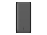 Belkin BOOST CHARGE - Strömförsörjningsbank - 20000 mAh - 30 Watt - snabbladdning/kraftleverans - 2 utdatakontakter (USB, USB-C med strömförsörjning) - svart BPB002BTBK