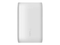 Belkin BOOST CHARGE - Strömförsörjningsbank - 10000 mAh - 15 Watt - 3 utdatakontakter (USB, USB-C) - på kabel: USB, USB-C - vit F8J267BTWHT