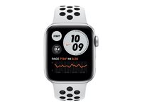 Apple Watch Nike Series 6 (GPS + Cellular) - 40 mm - silveraluminium - smart klocka med Nike sportband - fluoroelastomer - ren platina/svart - bandstorlek 130-200 mm - S/M/L - 32 GB - Wi-Fi, Bluetooth - 4G - 30.5 g M07C3KS/A
