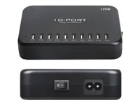 Insmat - Strömadapter - 120 Watt - 2.4 A - 10 utdatakontakter (10 x 4-stifts USB typ A) - svart 530-9120