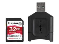 Kingston Canvas React Plus - Flash-minneskort - 32 GB - Video Class V90 / UHS-II U3 / Class10 - SDHC UHS-II MLPR2/32GB