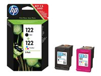 HP 122 Combo Pack - 2-pack - svart, färg (cyan, magenta, gul) - original - bläckpatron - för Deskjet 1000 J110, 1050A J410, 1510, 2050 J510, 2050A J510, 3050 J610; Envy 45XX CR340HE