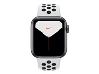 Apple Watch Nike Series 5 (GPS) - 40 mm - silveraluminium - smart klocka med Nike sportband - fluoroelastomer - ren platina/svart - bandstorlek 130-200 mm - S/M/L - 32 GB - Wi-Fi, Bluetooth - 30.8 g MX3R2KS/A