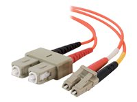 C2G LC-SC 50/125 OM2 Duplex Multimode PVC Fiber Optic Cable (LSZH) - Nätverkskabel - SC-läge (multi-mode) (hane) till LC multiläge (hane) - 15 m - fiberoptisk - duplex - 50/125 mikron - OM2 - halogenfri - orange 85489