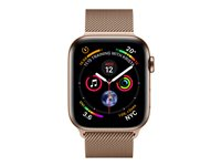 Apple Watch Series 4 (GPS + Cellular) - 44 mm - guld, rostfritt stål - smart klocka med milanesisk loop - stålnät - guld - bandstorlek 150-200 mm - 16 GB - Wi-Fi, Bluetooth - 4G - 47.9 g MTX52DH/A