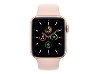 Apple Watch SE (GPS) - 44 mm - guldaluminium - smart klocka med sportband - fluoroelastomer - rosa sand - bandstorlek 140-210 mm - S/M/L - 32 GB - Wi-Fi, Bluetooth - 36.2 g MYDR2KS/A