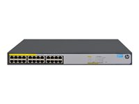 HPE 1420-24G-PoE+ (124W) Switch - Switch - ohanterad - 12 x 10/100/1000 (PoE+) + 12 x 10/100/1000 - skrivbordsmodell, rackmonterbar - PoE+ (124 W) JH019A#ABB